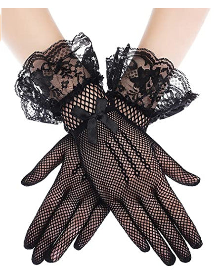 Wholesale Full-finger fishnet lace gloves